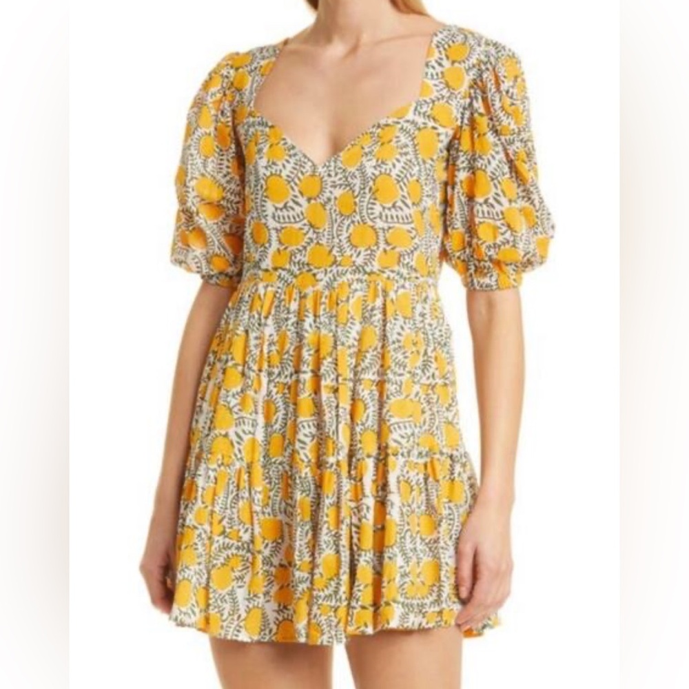 Yellow, white and green lemon dress